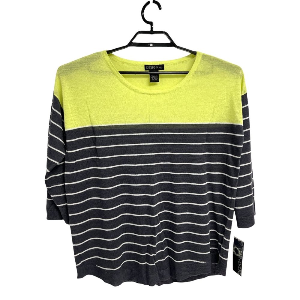 NWT Design 365 women's knit top striped raglan sleeve size L